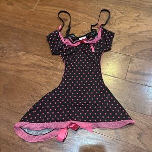 Polka Dot Y2K Chemise with Pink Accents